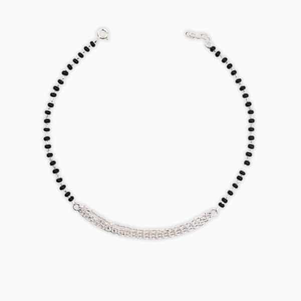 Black Beads Minimal Anklet 1