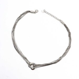 Silver Heart Bunch Anklet