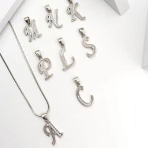 Silver Initial Pendant Necklace