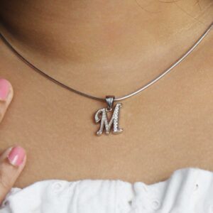 Silver Initial Pendant Necklace 3