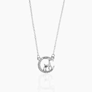 Silver Reindeer Moon Necklace 1