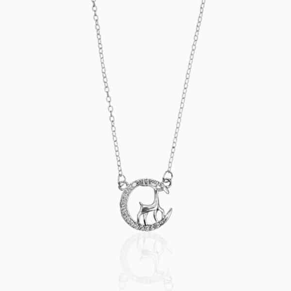 Silver Reindeer Moon Necklace 1