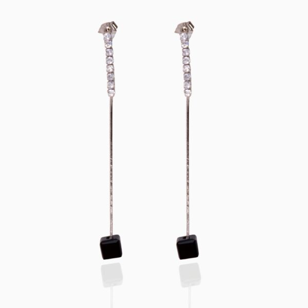 Color Block Crystal Drop Earrings 1