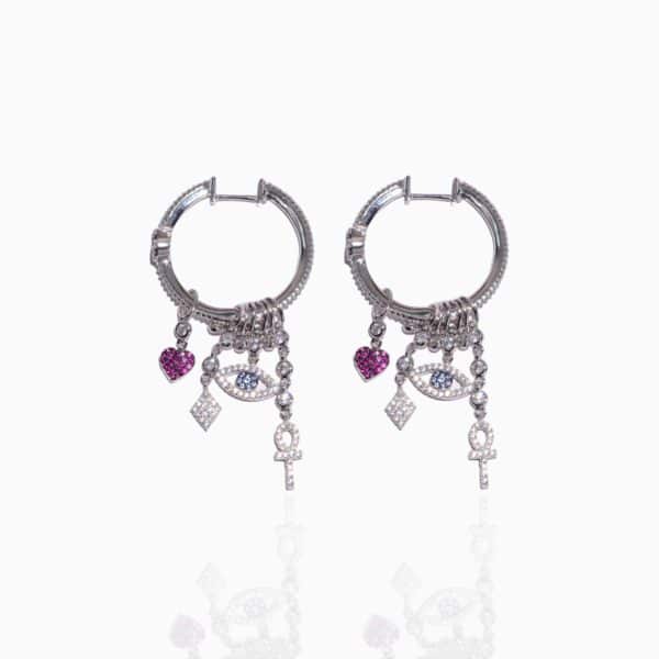 GenZ Statement Hoop Earrings with Charms 1