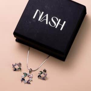 Multicolor Blossom Gemstone Pendant Set