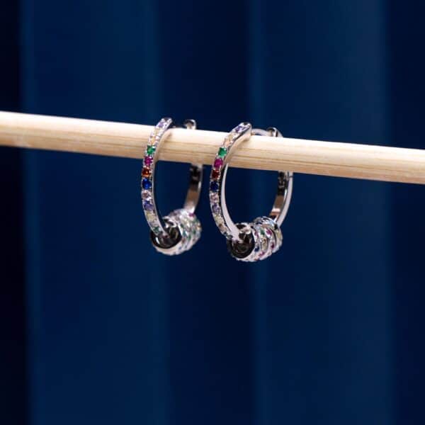 Multicolor Hoop Earrings with Charms 2