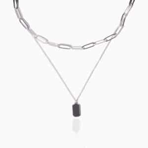 Unisex Layered Paperclip Necklace