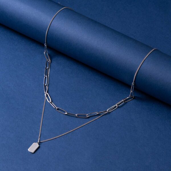 Unisex Layered Paperclip Necklace 3