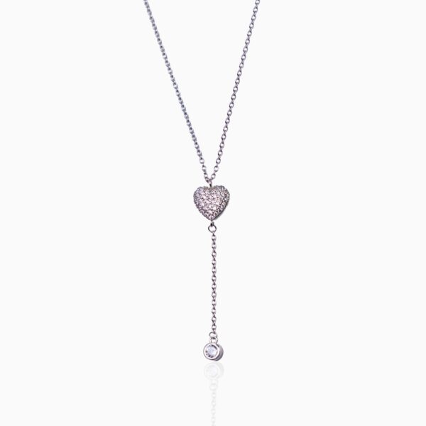 Silver Heart Lariat Necklace