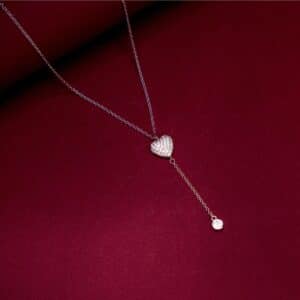 Silver Heart Lariat Necklace