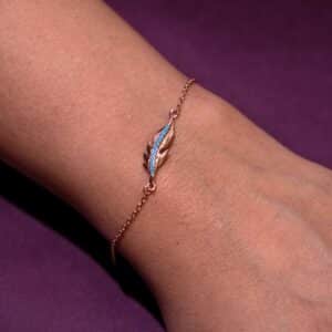 Rose gold leaf bracelet for women